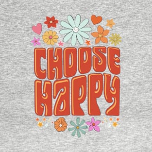 Choose Happy Retro Typography T-Shirt